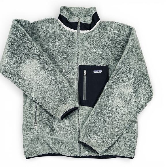 Patagonia Mens Large Retro-X Jacket Coat Deep Pile Fleece Full Zip Eucalyptus - Picture 3 of 14